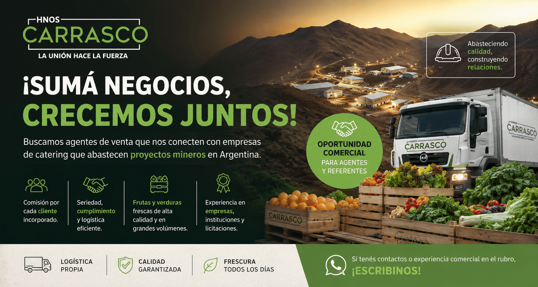 Carrasco Hnos. busca agentes de venta para expandir su presencia en el sector minero
